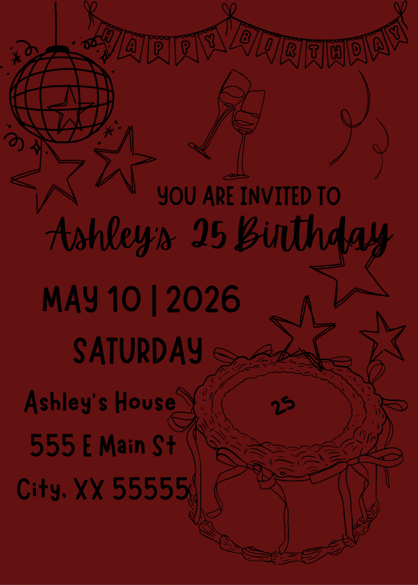 25th Birthday invite ✨🖤